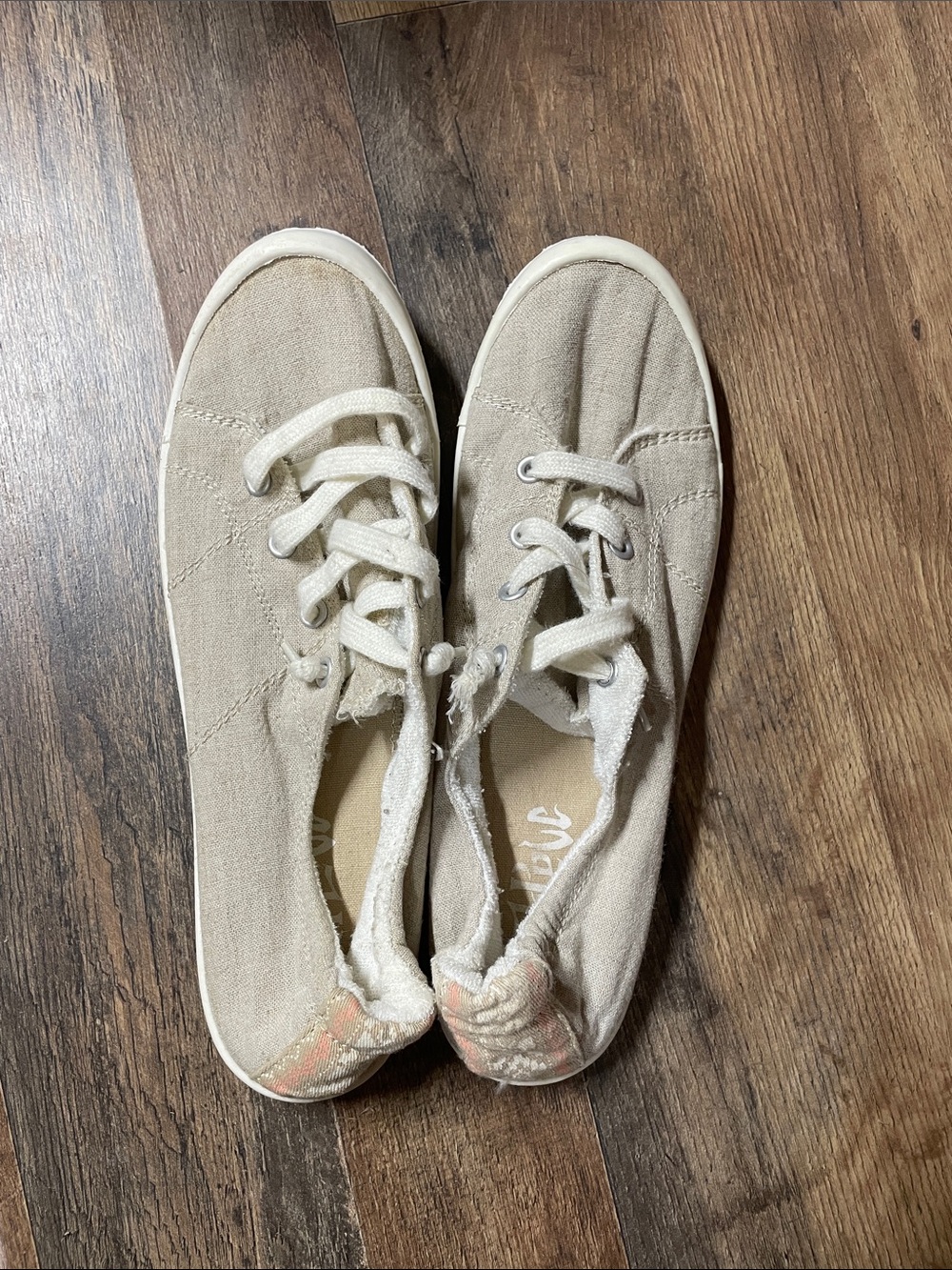 Mad Love Beige Canvas Lace-Up Sneakers
